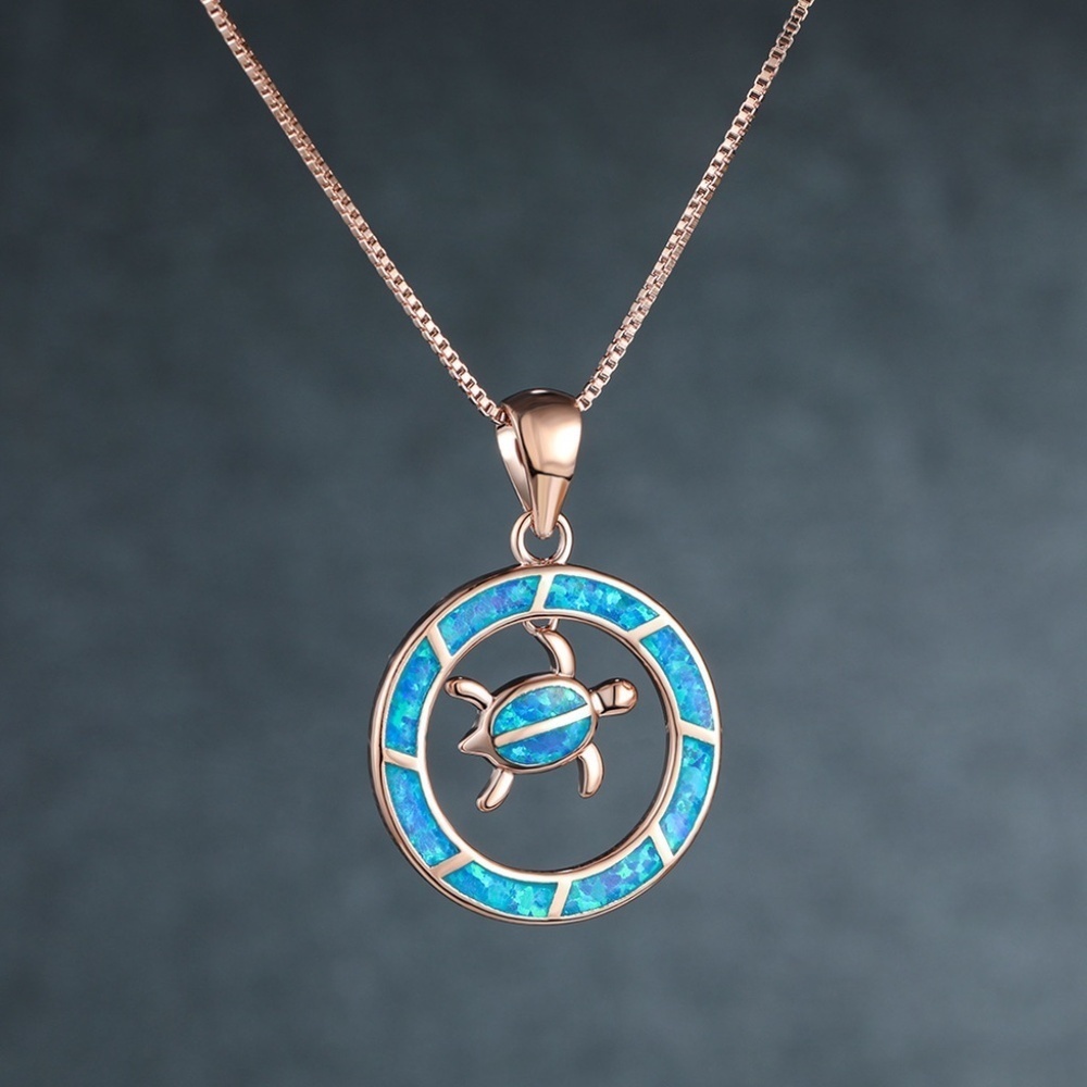 *KALILA* Rose Gold x Blue Sea Turtle Fashion Necklace